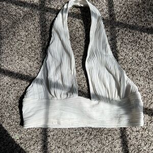 Amazon White Pleated Halter Crop Top